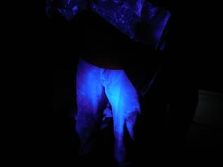 Farmer with glowing pants