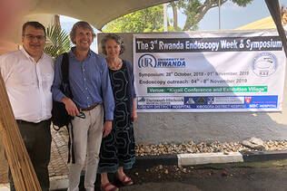Steve Bensen, Joel Goldberg, and Mary Chamberlin at Rwanda Endoscopy Week 2022