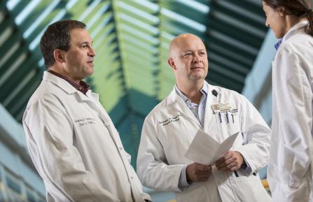 Gregory Tsongalis, PhD, left, and Kerrington Smith, MD, right, two of NCCC’s leading pancreatic cancer research experts.